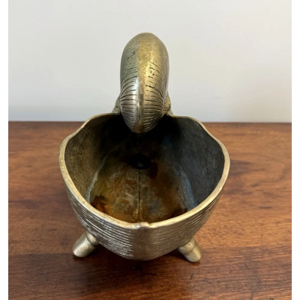 Vintage Brass Nautilus Shell Planter Cachepot Footed MCM Hollywood Regency 8